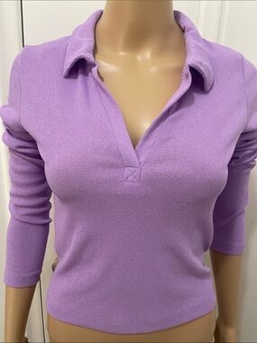 ASOS Lilac Collared V-Neck Knit Top